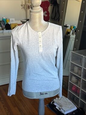 Light Gray Henley Long-Sleeve Women's Top